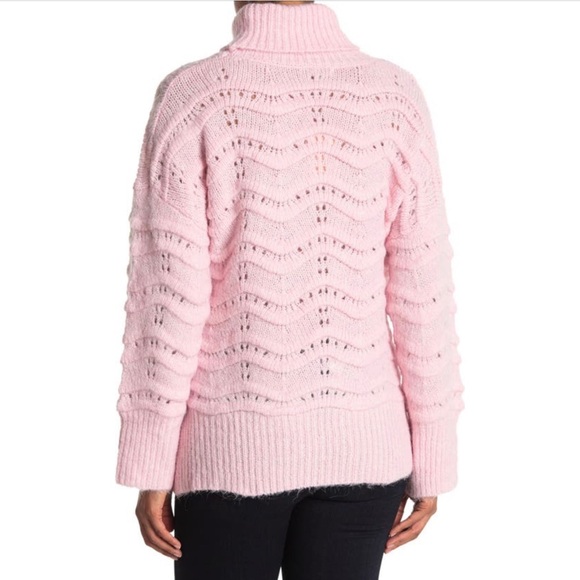 Frnch Cable Knit Turtleneck Sweater Pink NWT - Picture 2 of 6